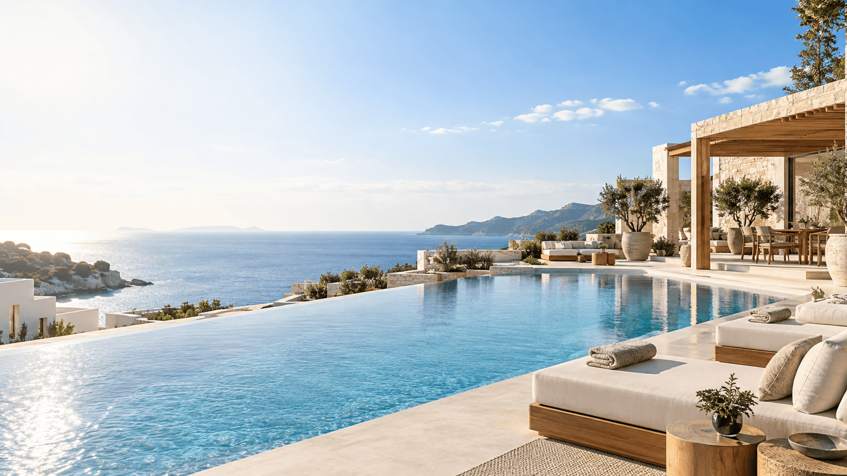 Sunlit Ambali coastal resort overlooking the ocean